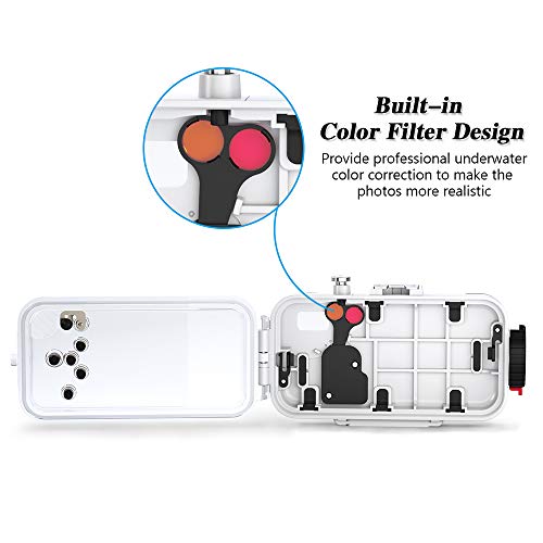 Waterproof Case for iPhone X/XS 60M/195FT Underwater O Ring Full Sealed Cover Snowproof Shockproof Dirtproof IPX8 Certified (White)