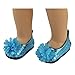 American Fashion World 2 Pack of Flower and Sequin Flats: Teal and Silver| Fits 14