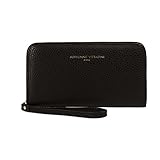 Adrienne Vittadini Charging Zip Around Wallet Wristlet - iPhone Android - Black Pebble