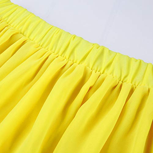 Nevera Women Long Maxi Puffy Tulle Skirt Floor Length A Line with High Waisted for Wedding Party Evening Yellow