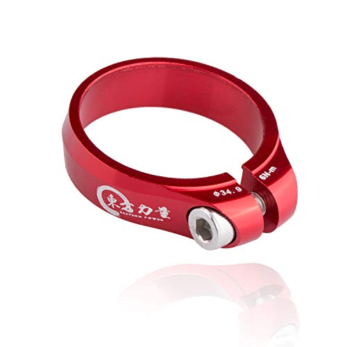 EASTERN POWER Seatpost Clamp, Bicycle 34.9mm Ultra-Light Seat Clamp, Anodized CNC Red Seat Post Clamp, Aluminum Alloy Seat Tube Lock Collar