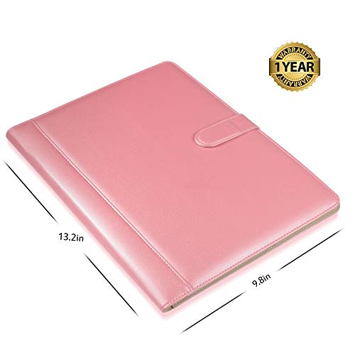 Padfolio Business/Resume Portfolio, AHGXG Leather Folder with Clipboard Document Organizer with Paper Clip, Legal Writing Pad, Pen Holder, Magnetic Closure and Pockets Contrast Stitch for Interview