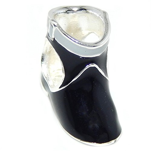 Pro Jewelry 925 Solid Sterling Silver Woman's Low Black Boot Charm Bead