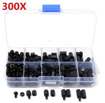 M3NH1 M3 Nylon Screw Black Hex Screw Nut Nylon PCB Standoff Assortment Kit 300pcs by Aroundstore