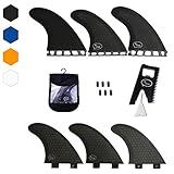 Thruster Surfboard Fins (3 Fins) - Perfect Flex with Honeycomb (Black, Futures)