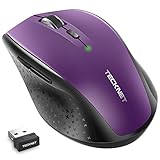 TeckNet Alpha Ergonomic 2.4G Wireless Optical Mobile Mouse 3000 DPI with USB Nano Receiver for Laptop,PC,Chromebook,Macbook,Computer,6 Buttons,30 Months Battery Life, 5 DPI Adjustment Levels