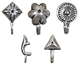 Sansar India Oxidized Silver Plated Press Nose Pin Indian Jewelry for Girls and Women (5 PC Combo)
