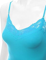 XT1004L Ladies Adjustable Spaghetti Strap Lace Trim