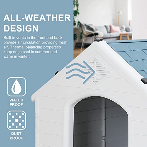 ZENY Plastic Dog House Waterproof Dog Kennel with Air Vents and
