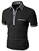 Doublju Mens chest pocket point short sleeve polo shirts