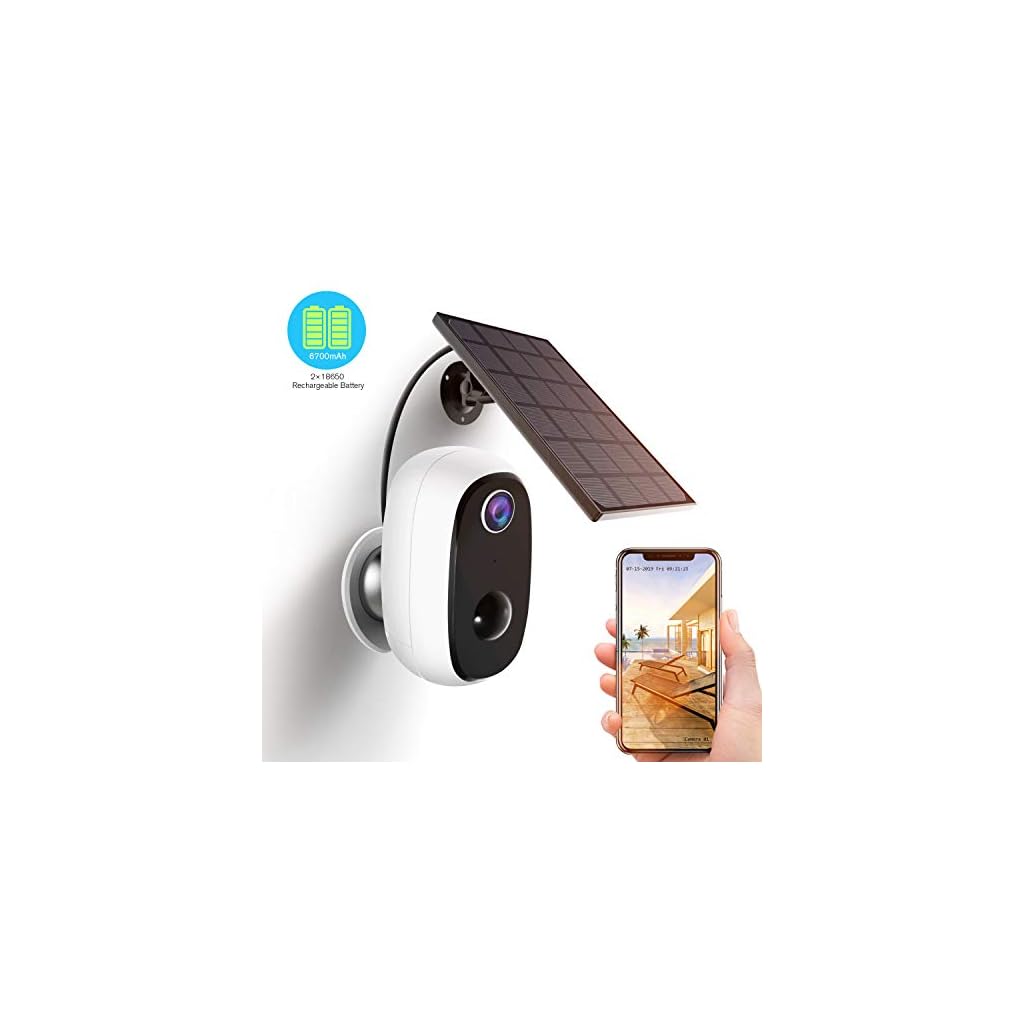 Zeetopin Überwachungskamera Akku mit Solarpanel,1080P Kabellos WLAN Kamera Akku Outdoor mit PIR