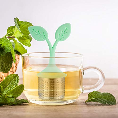 Senbowe 3 Pack Extra Fine Mesh Tea Infuser/Tea Strainer Steeper with Drip Tray - 18/8 Stainless Steel Fine Mesh Tea Cup with BPA-Free Silicone Lid - Perfect Tea Balls Tea Strainers for Tea Lovers