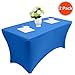 Reliancer 2 Pack 4\6\8FT Rectangular Spandex Table Cover Four-Way Tight Fitted Stretch Tablecloth Table Cloth for Outdoor Party DJ Tradeshows Banquet Vendors Weddings Celebrations(2PC 6FT, Blue)