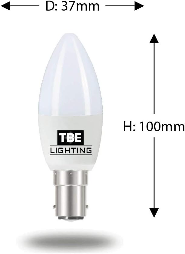 TBE Lighting Dimmable LED Candle Bulbs - Pack of 8 - B15 / SBC/Small Bayonet Cap - 5w - Warm White 2700K - 450 Lumens - Image 4