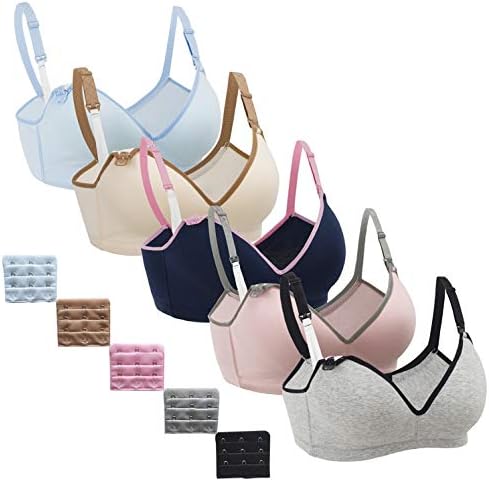 Nursing Bra,5Pack Women's Maternity Breastfeeding Bra Wireless Sleeping Bralette with Extenders