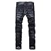 Ric Foster Men's Stretch Straight Jeans Zipper Deco (W32, 01 Black)