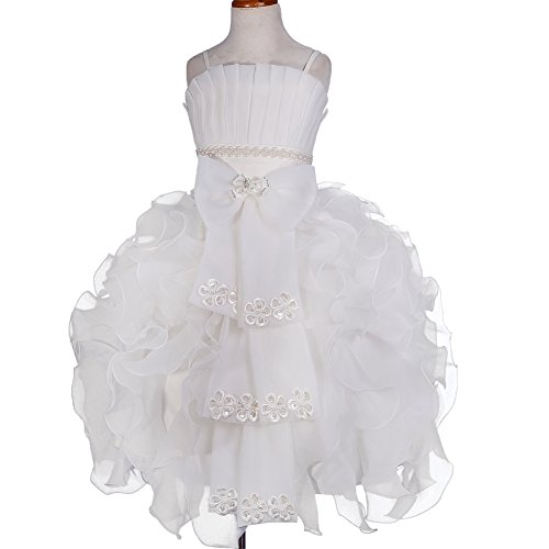 Dressy Daisy Girls' Pearls Flower Girl Dresses Pageant Occasion Dress Size 3-4T Ivory