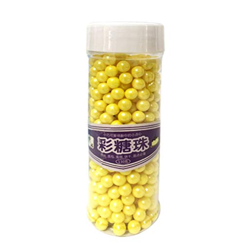 Yellow Edible Candy Pearls Cupcake Cake Toppers, Celebrations Candy Pearls Shaker Jar Wedding Shower Party Cake Food Decoration Supplies 4.6oz - Thumbnail 4