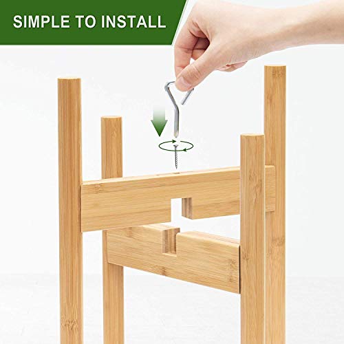 Panta Adjustable Bamboo Wood Plant Stand, (Pot Not Included) Mid