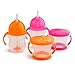 Munchkin® Happy Snacker Snack Catcher® and Any Angle™ Weighted Straw Trainer Cup Set, 4 Pack, Pink/Purple