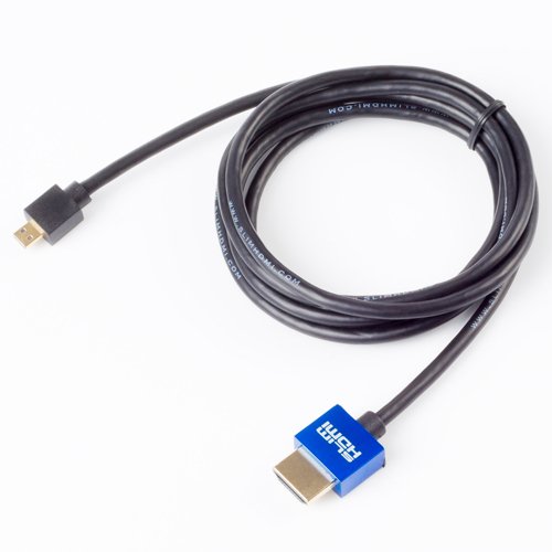 SlimHDMI 1.5m Male Micro (Type D) to Male (Type A) Cable, The World's Slimmest HDMI Lead? (Gold Plated, 1080p, 3D, High Speed, ARC)