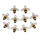 MagiDeal 10 Pieces Crystal Rhinestone Bees Flat backs Embellishments Buttons Flatback Appliques for Wedding Phone Craft Bag Shoes Hair Accessories Handmade Decorations - Yellow