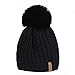 FURTALK Crochet Knit Fur Hat with Real Fox Fur Pom Pom Bobble Winter Beanie Hat