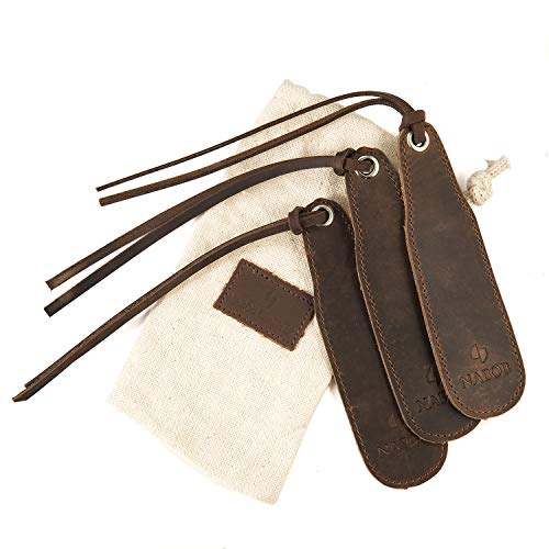 Leather Bookmark Handmade - Genuine Leather Book Marks - Perfect Bookmark for Men Women and Kids | Great Idea for Leather Gifts for Bookworms Writers Relatives and Friends (3 Bookmarks)