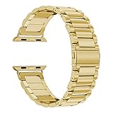 Oitom 42mm/44mm XL Large Bands Compatible with Apple Watch Series 4 44mm, Series 3/2/1 42mm, Men IWATCH, Heavy Stainless Steel Metal Link Bracelet Wristbands Strap (Gold)