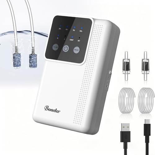 Boadw Aquarium Air Pump, Rechargeable Oxygen Pump with 2200mAh or 4400mAh Battery for Outdoor Fishing and Power Outages, Nano Mini Aquarium Accessories with Bubble Stone