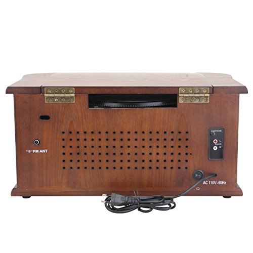 Musitrend-Retro-Vinyl-Record-Player-7-in-1-Nostalgic-Turntable-with-Bluetooth-USB-encoding-Cassette-CD-AMFM-radio-Remote-Mahogany