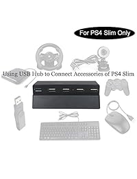 Komifa USB Hub for PS4 Slim, USB Adapter Expansion Connector, USB Splitter, USB Extender Extension Designed for Sony PS4S Playstation 4 Slim Edition Gaming Console (1 x USB 3.0 and 4 x USB 2.0)