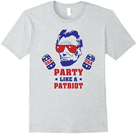 Men's 4th of July Shirt - Party Like a Patriot Large Heather Grey
