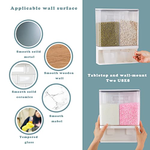 Sparktime Laundry Detergent Dispenser for Scent Booster Beads, Wall Mounted Dry Food Storage Container with 2 Measuring Cups, Suitable for Rice, Beans, Solid Grain, Laundry Scent Beads（3000ml）