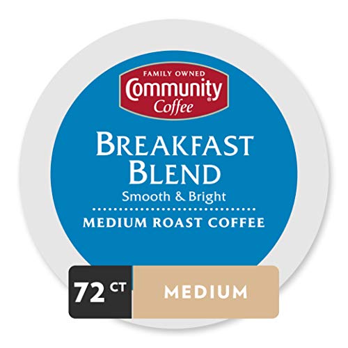 Community Coffee Breakfast Blend Medium Roast Single Serve K-Cup Compatible Coffee Pods, Box of 72 Pods