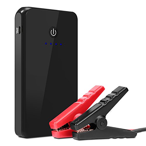 Multifunction Emergency Car Jump Starter, MoKo Portable 8000mAh Power Bank External Battery Charger, 400A Car Jumper Booster for 12V Autos, with LED Flashlight, USB Charging & Smart Clamps, Black