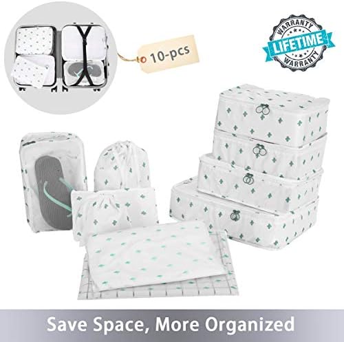 Packing Cubes - 10 Sets Suitcase Organiser Bags Waterproof and Portable Travel Storage Bags, High Quality Dry and Wet Separation Travel Luggage Packing Organizers, 10 Different Sizes Luggage Organiser