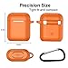 SATLITOG Case Cover with Secure Lock Keychain, Protective Silicone Cover Compatible with Apple AirPods 2nd & 1st Charging Case - Bright Orange