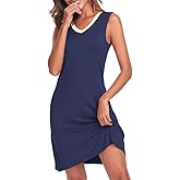 COLORFULLEAF Nightgown for Women Bamboo Sleeveless sleep lounge V Neck Tank Tops Pjs Nightshirts Pajama Dress 1 or 2 Pack