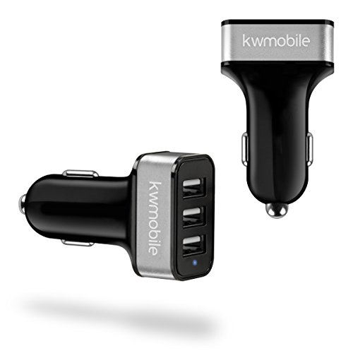 kwmobile 5V/ 5.2 A car USB charger 3 USB ports for charging 3 devices at the same time in black