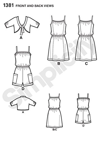 Simplicity SUEDE Says Pattern 1381 Girls Dress, Romper and Knit Cardigan Sizes 7-8-10-12-14