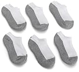 Jefferies Socks Boys 8-20  Seamless Toe Athletic Low Cut, 6-pack White/Grey, 8-9