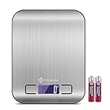 Kitchen Food Scale Digital Weight - Stainless Steel, Slim and Stable, Large Display, Measure Dry and Liquid, Easy to Clean, with Grams and Ounces, Holds Up to 11Ibs, include 2 AAA Battery - Molecee