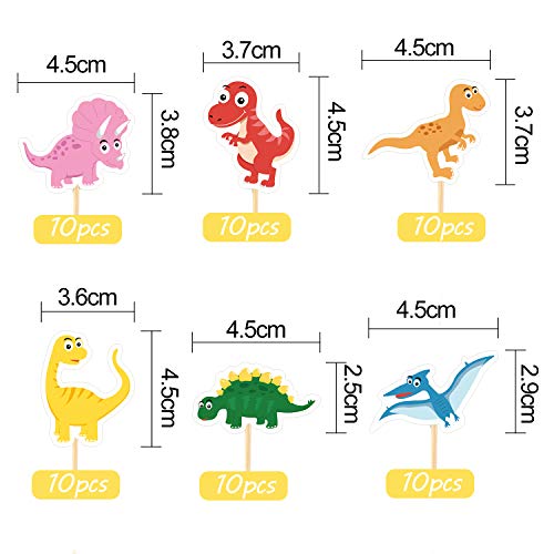 TUPARKA 60 Stücke Dinosaurier Cupcake Toppers Picks Nette Baby Dinosaurier Kuchen Topper für Dinosaurier Party Dekoration Lieferungen – Bild 3