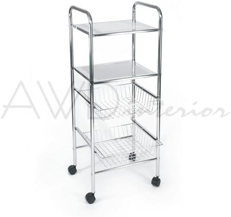 Hochwertiges Badregal-Standregal-Badwagen-Ablageregal auf Rollen-mit 4