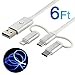 LED Charger Cable, 3 in 1 Type C Micro USB 6ft Light Up Android Cord Compatible with iPhone 12 11 Xs 8 Plus Samsung Galaxy S7 S8 S9 S10 Note 8 LG (Blue Light)