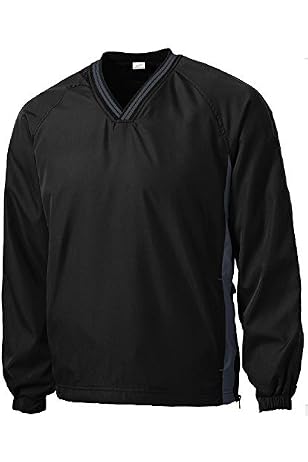 Sport Tek JST62 Tipped V-Neck Raglan Wind Shirt - Graphite/White - 2XL