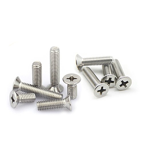 M8 Phillips Flat/Countersunk Head Machine Screws,A2 Stainless Steel,Thread Length 12 to 100mm,Pack 10-Piece (M8 x 45mm)