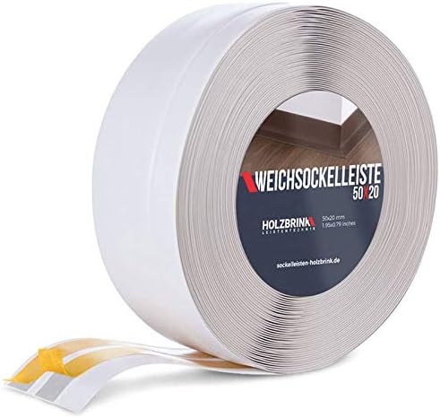 HOLZBRINK Skirting Board Soft Self Adhesive Gray 50x20 mm 20 m PVC Flexible Baseboard Self- Stick Transition Profile Wall Caulk Strip