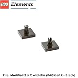 Lego Parts: Tile, Modified 2 x 2 with Pin (PACK of 2 - Black)
